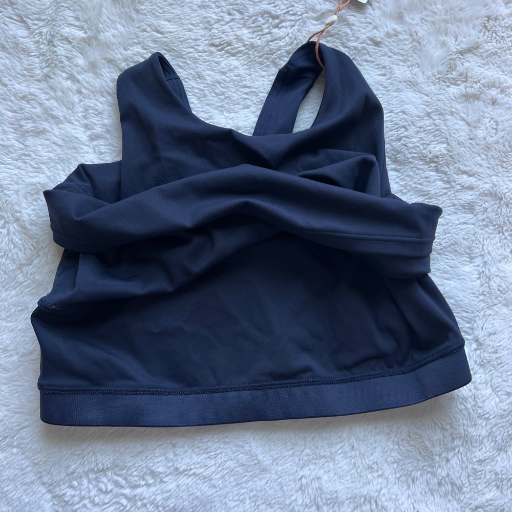 Quince Ultra-Form High Neck Crop Bra Navy Blue Women Size Small Athletic Top NWT - Picture 7 of 10